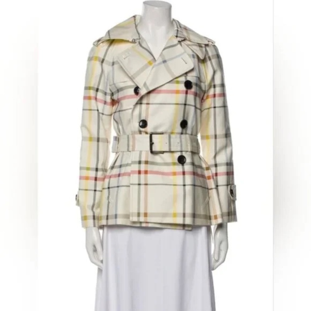 Coach plaid short trench coat size xs